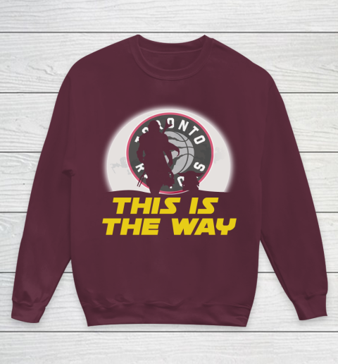 Toronto Raptors NBA Basketball Star Wars Yoda And Mandalorian This Is The Way Youth Sweatshirt 4