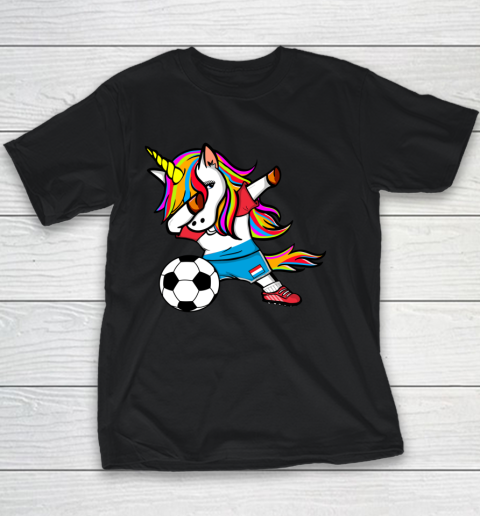 Dabbing Unicorn Luxembourg Football Luxembourg Flag Soccer Youth T-Shirt