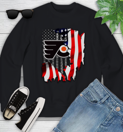 Philadelphia Flyers NHL Hockey American Flag Youth Sweatshirt