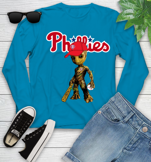 MLB Philadelphia Phillies Groot Guardians Of The Galaxy Baseball Youth Long Sleeve 7