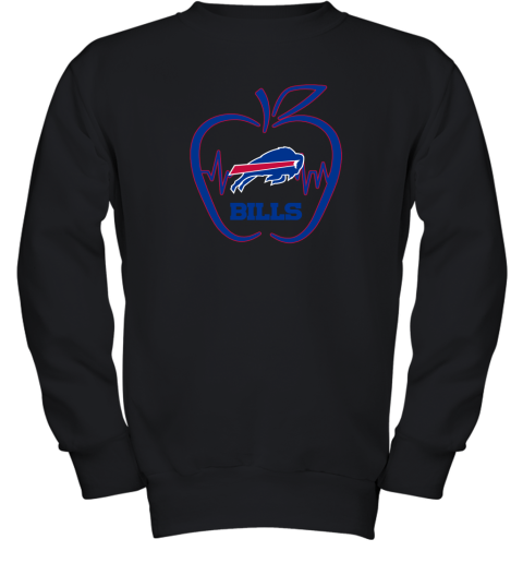 Apple Heartbeat Teacher Symbol Buffalo Bills Youth Sweatshirt