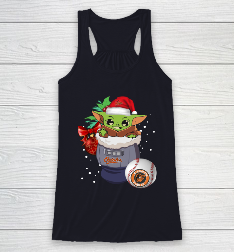 Baltimore Orioles Christmas Baby Yoda Star Wars Funny Happy MLB Racerback Tank 8