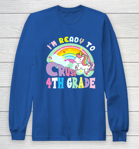Back to school shirt ready to crush 4th grade unicorn Long Sleeve T-Shirt 14