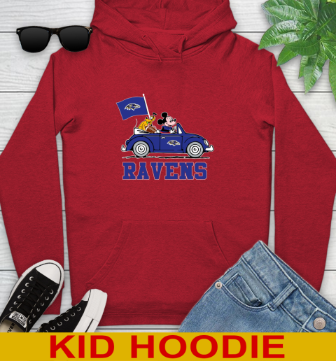 NFL Football Baltimore Ravens Pluto Mickey Driving Disney Shirt Youth Hoodie 11