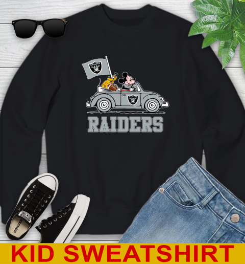 NFL Football Oakland Raiders Pluto Mickey Driving Disney Shirt Youth Sweatshirt 2