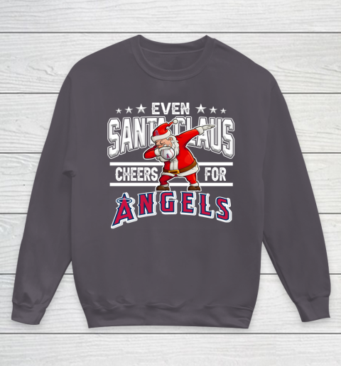 Los Angeles Angels Even Santa Claus Cheers For Christmas MLB Youth Sweatshirt 5