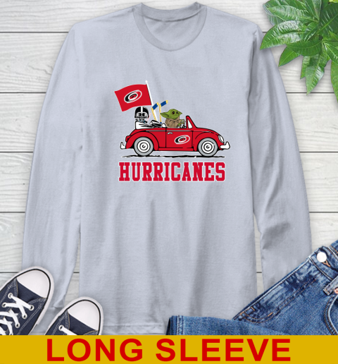 NHL Hockey Carolina Hurricanes Darth Vader Baby Yoda Driving Star Wars Shirt Long Sleeve T-Shirt 6