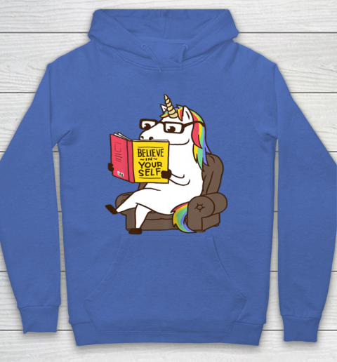 Unicorn Shirt Believe in Yourself Motivational Book Lover Hoodie 9
