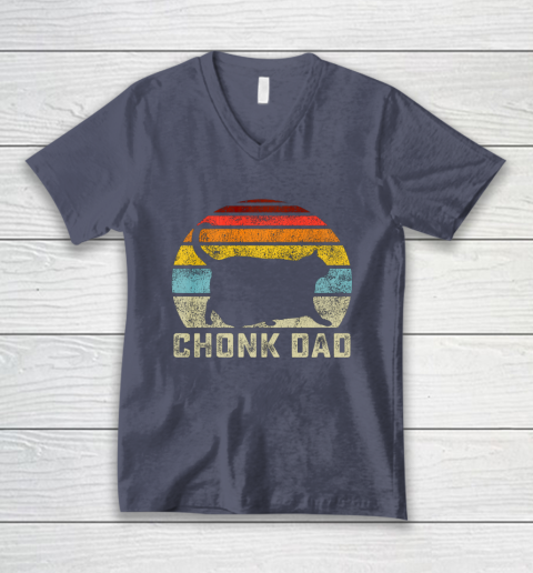 Chonk Cat Dad Scale Meme Funny Retro Style Daddy Cats Memes V Neck T Shirt Tee For Sports