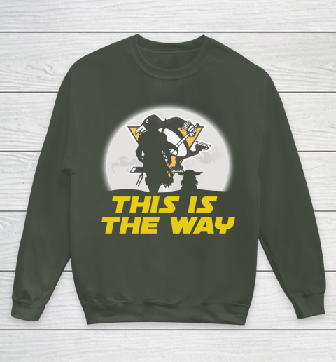 Pittsburgh Penguins NHL Ice Hockey Star Wars Yoda And Mandalorian This Is The Way Youth Sweatshirt 8