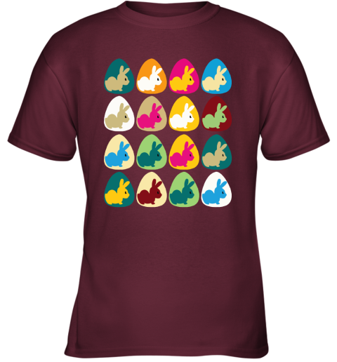 saey easter rabbit inside easter egg color combination youth t shirt 26 front maroon