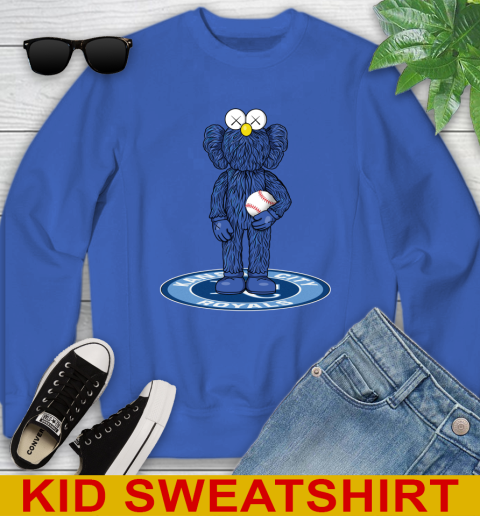 MLB Baseball Kansas City Royals Kaws Bff Blue Figure Shirt Youth Sweatshirt - Image 8