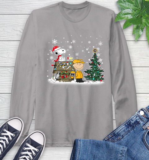 NHL Nashville Predators Snoopy Charlie Brown Woodstock Christmas Stanley Cup Hockey Long Sleeve T-Shirt 6
