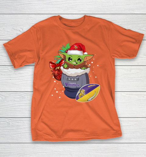 Minnesota Vikings Christmas Baby Yoda Star Wars Funny Happy NFL T-Shirt 6