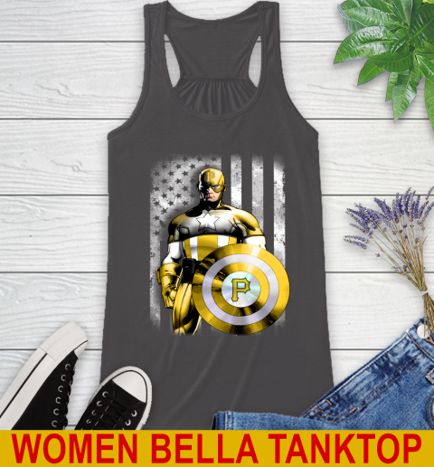 Pittsburgh Pirates MLB Baseball Captain America Marvel Avengers American Flag Shirt Racerback Tank 10