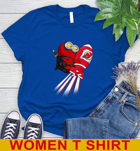 NHL Hockey New Jersey Devils Deadpool Minion Marvel Shirt Women's T-Shirt 10
