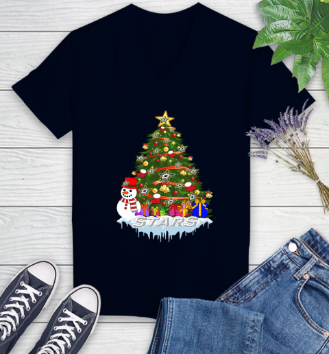 Dallas Stars Merry Christmas NHL Hockey Sports Women's V-Neck T-Shirt 3
