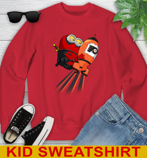 NHL Hockey Philadelphia Flyers Deadpool Minion Marvel Shirt Youth Sweatshirt 7