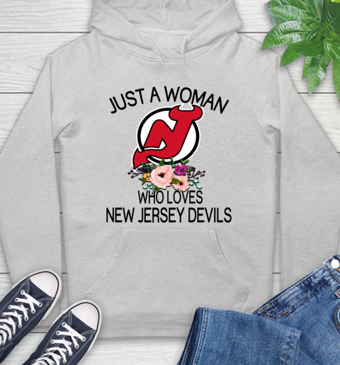 NHL Just A Woman Who Loves New Jersey Devils Hockey Sports Hoodie