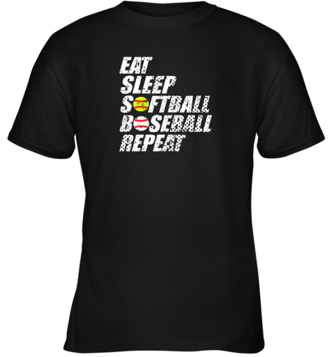 Softball Baseball Repeat Shirt Cool Cute Gift Ball Mom Dad Youth T-Shirt