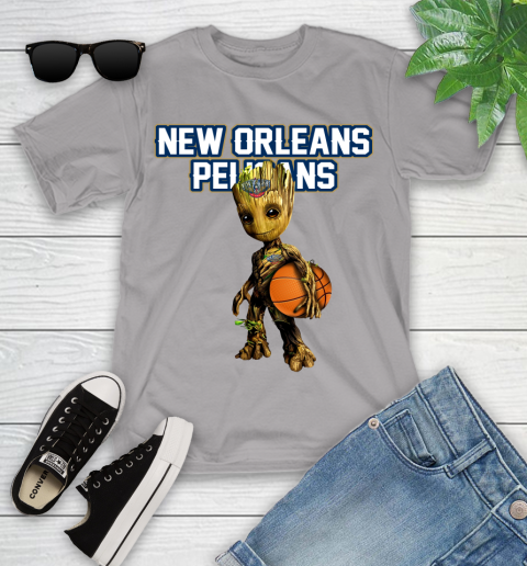 New Orleans Pelicans NBA Basketball Groot Marvel Guardians Of The Galaxy Youth T-Shirt 4