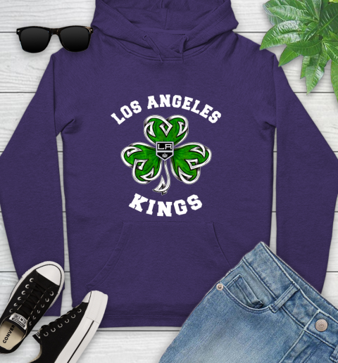 NHL Los Angeles Kings Three Leaf Clover St Patrick's Day Hockey Sports Youth Hoodie 5