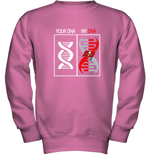 j8kp my dna is the tampa bay buccaneers football nfl youth sweatshirt 47 front safety pink