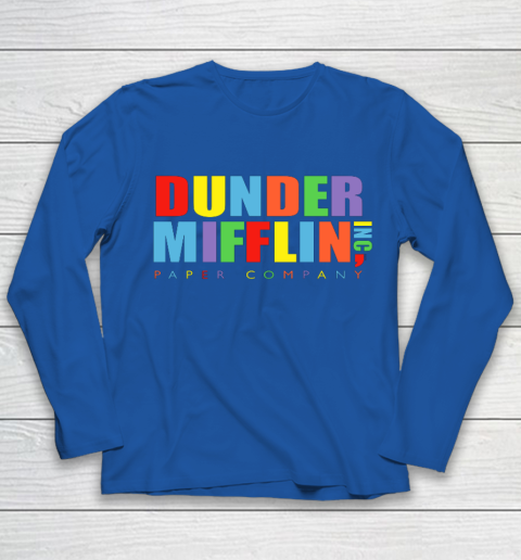 The Office Dunder Mifflin Rainbow Letters Youth Long Sleeve 7