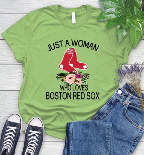 MLB Just A Woman Who Loves Boston Red Sox Baseball Sports Women's T-Shirt 7