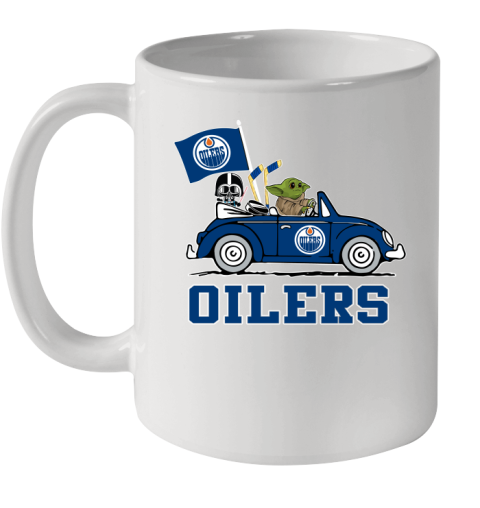 NHL Hockey Edmonton Oilers Darth Vader Baby Yoda Driving Star Wars Shirt Ceramic Mug 11oz