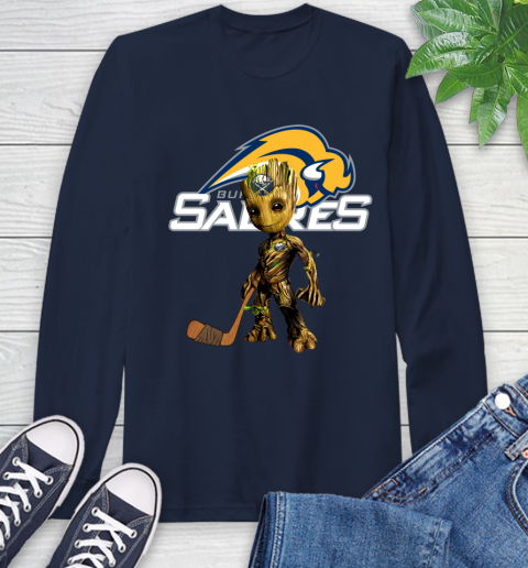 Buffalo Sabres NHL Hockey Groot Marvel Guardians Of The Galaxy Long Sleeve T-Shirt 4