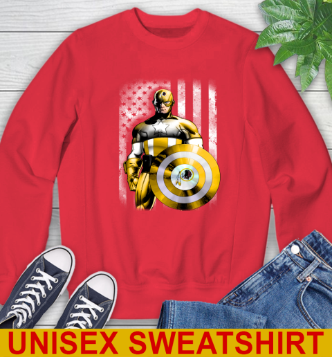 Washington Redskins NFL Football Captain America Marvel Avengers American Flag Shirt Sweatshirt 12