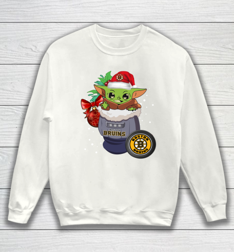 Boston Bruins Christmas Baby Yoda Star Wars Funny Happy NHL Sweatshirt 2