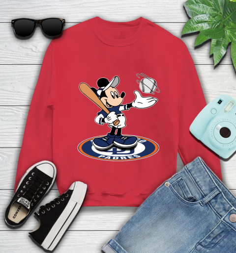 MLB Baseball San Diego Padres Cheerful Mickey Disney Shirt Youth Sweatshirt 8