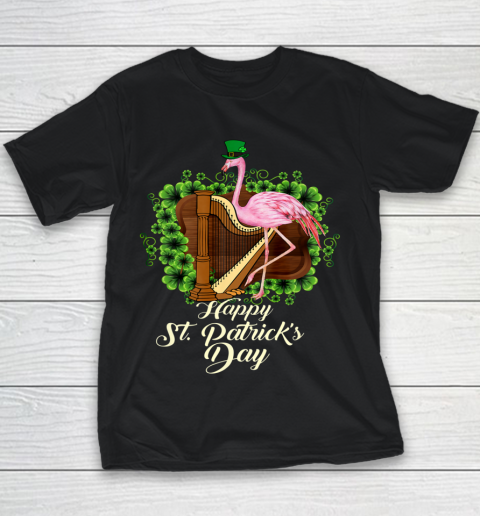 Irish Flamingo Green Saint Patrick Day Lucky St Pattys Youth T-Shirt