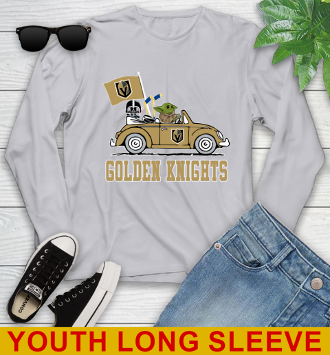 NHL Hockey Vegas Golden Knights Darth Vader Baby Yoda Driving Star Wars Shirt Youth Long Sleeve 6