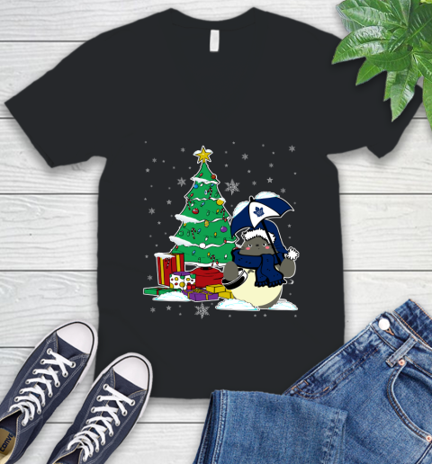 Toronto Maple Leafs NHL Hockey Cute Tonari No Totoro Christmas Sports V-Neck T-Shirt