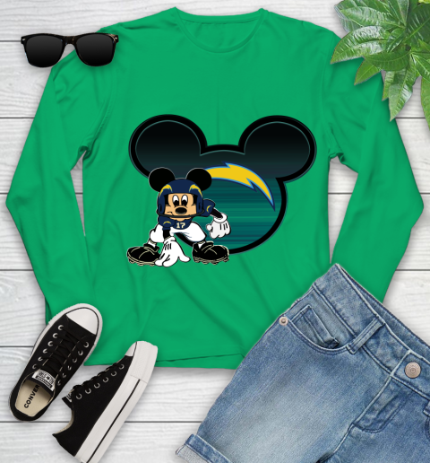 NFL Los Angeles Chargers Mickey Mouse Disney Football T Shirt Youth Long Sleeve 6