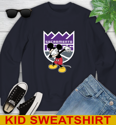 Sacramento Kings NBA Basketball Dabbing Mickey Disney Sports Youth Sweatshirt 3