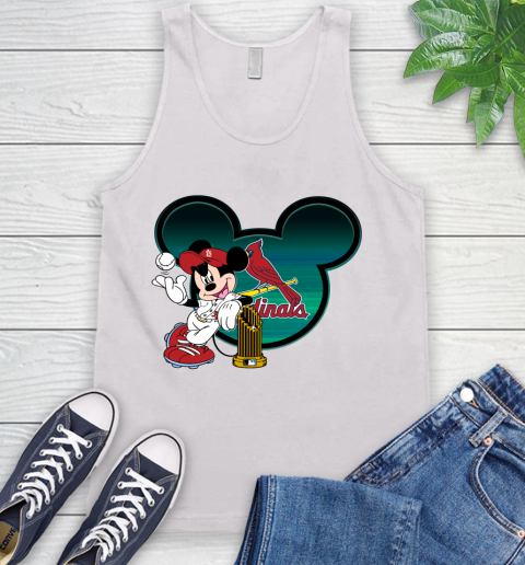 MLB St.Louis Cardinals The Commissioner's Trophy Mickey Mouse Disney Tank Top