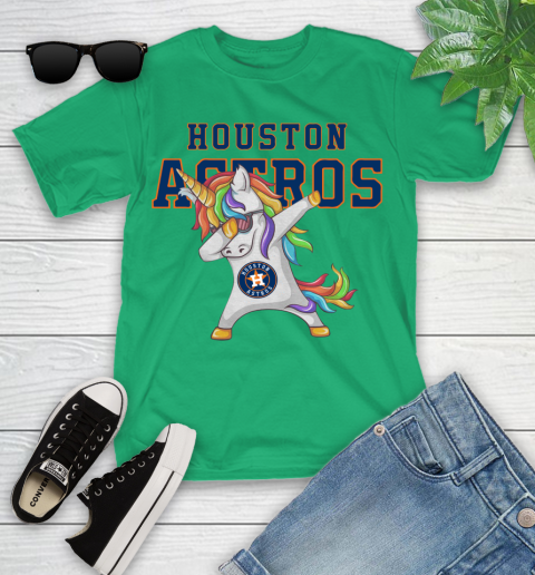 Houston Astros MLB Baseball Funny Unicorn Dabbing Sports Youth T-Shirt 6