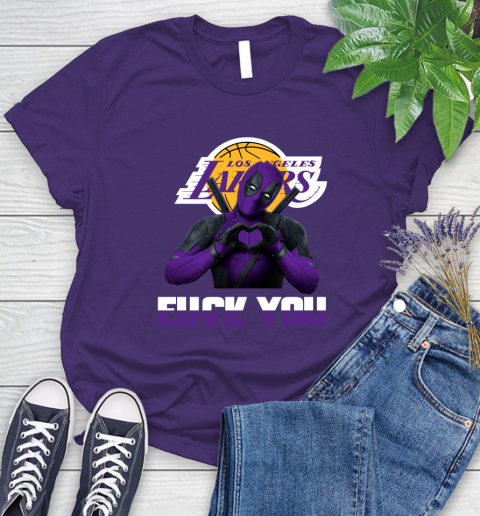 NBA Los Angeles Lakers Deadpool Love You Fuck You Basketball Women's T-Shirt 4