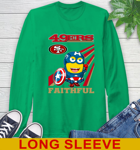 NFL Football San Francisco 49ers Captain America Marvel Avengers Minion Faithful Shirt Long Sleeve T-Shirt 8