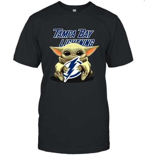 Baby Yoda Hugs The Tampa Bay Lightnings Ice Hockey Unisex Jersey Tee