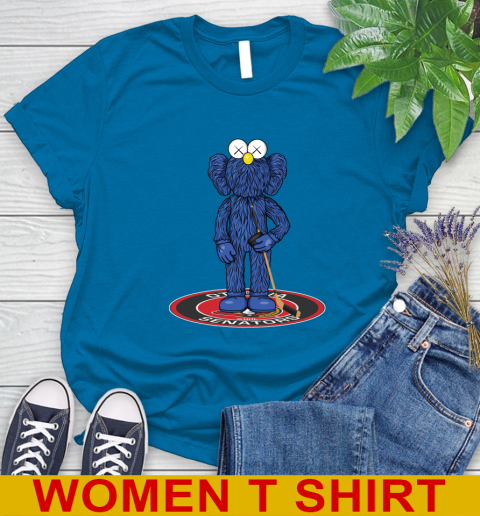 NHL Hockey Ottawa Senators Kaws Bff Blue Figure Shirt Women's T-Shirt 7