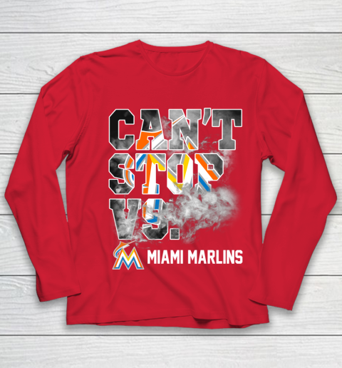 MLB Miami Marlins Baseball Can't Stop Vs Marlins Youth Long Sleeve 8