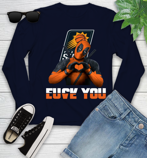 NBA Phoenix Suns Deadpool Love You Fuck You Basketball Sports Youth Long Sleeve 2