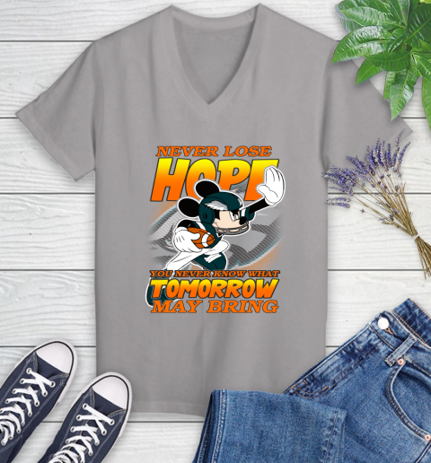 Philadelphia Eagles NFL Football Mickey Disney Never Lose Hope Women's V-Neck T-Shirt 4