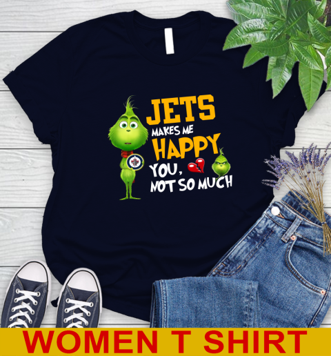 NHL Winnipeg Jets Makes Me Happy You Not So Much Grinch Hockey Sports Women's T-Shirt 2