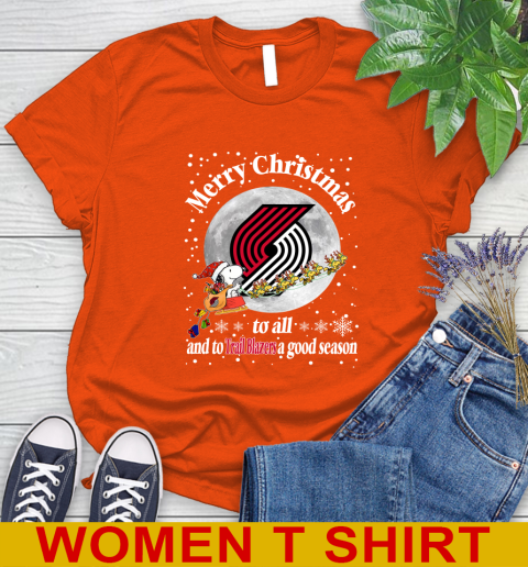 Portland Trail Blazers Merry Christmas To All And To Trail Blazers A Good Season NBA Basketball Sports Women's T-Shirt 3